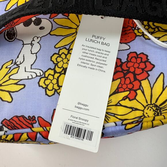 NEW Baggu Peanuts Puffy Lunch Bag Floral Snoopy - Picture 4 of 5